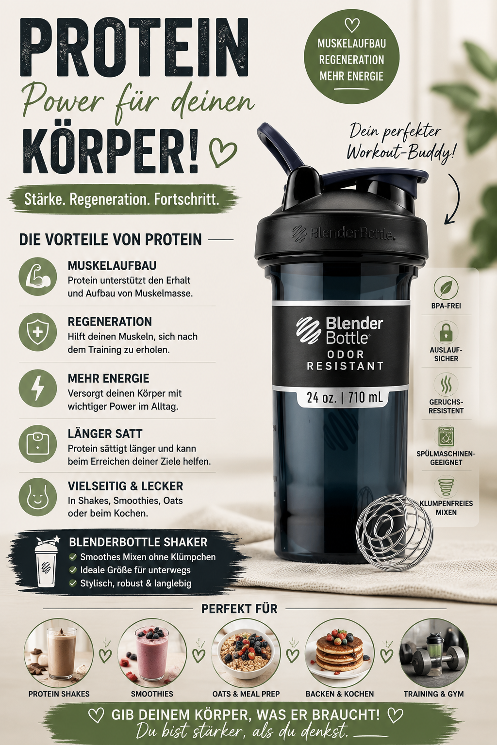 BlenderBottle Shaker – Der perfekte Begleiter für deine Proteinshakes 💪🥤