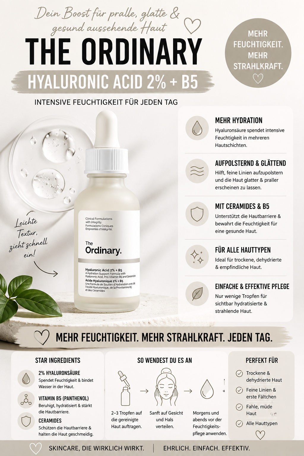The Ordinary Hyaluronic Acid 2% + B5 – Intensive Feuchtigkeit für eine pralle und gepflegte Haut