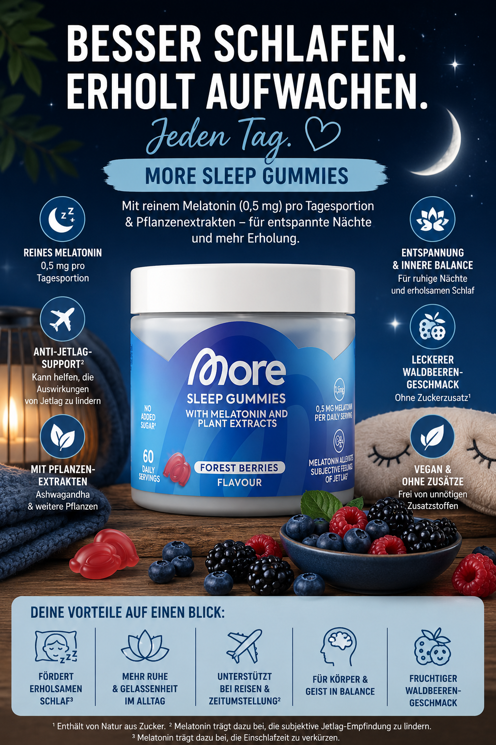 MORE Sleep Gummies mit Melatonin – Alles über Inhaltsstoffe, Anwendung und Tipps für einen erholsamen Schlaf