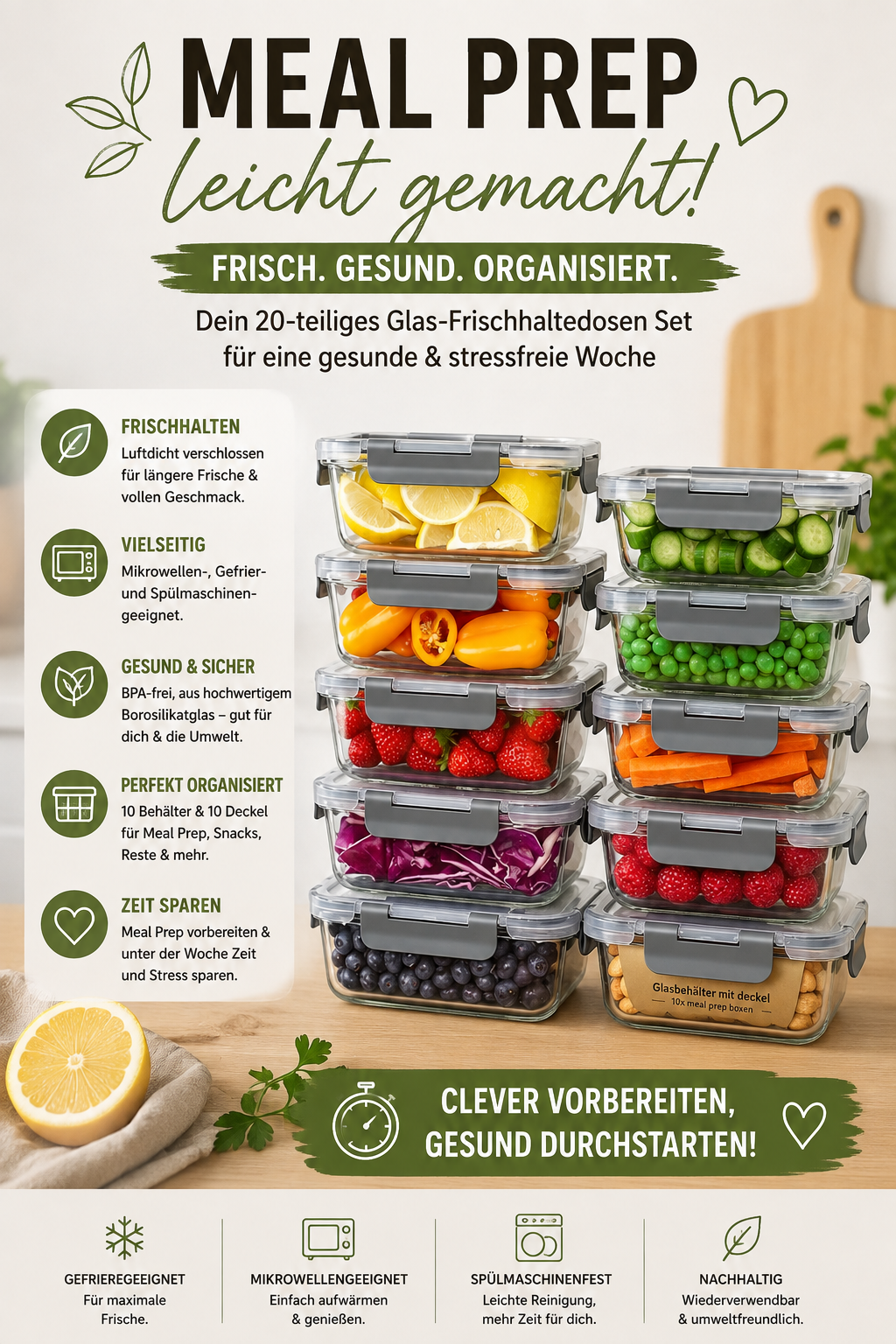 Meal Prep leicht gemacht – Warum hochwertige Glas-Frischhaltedosen deine gesunde Ernährung revolutionieren können