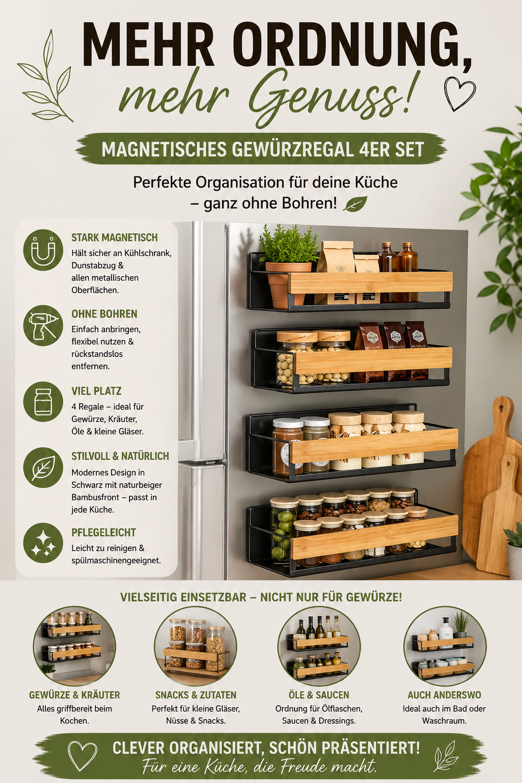Magnetisches Gewürzregal – Mehr Ordnung in der Küche und mehr Zeit für gesunde Ernährung