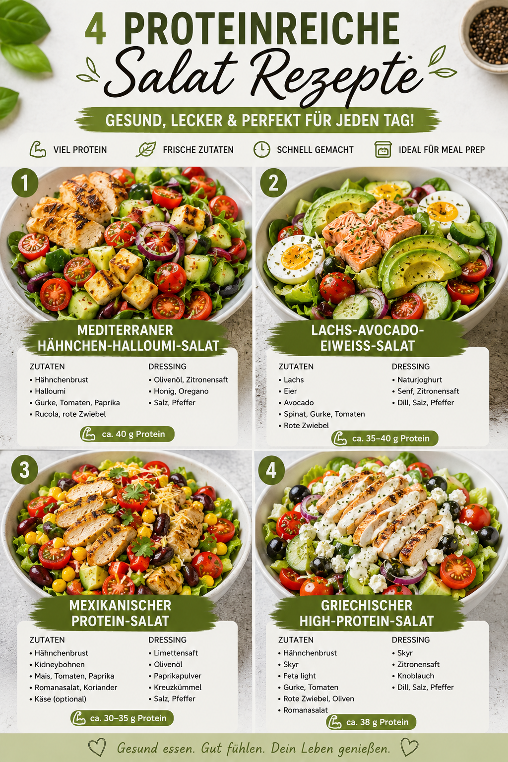 4 proteinreiche Salat-Rezepte – Gesund, lecker und perfekt für einen aktiven Lifestyle